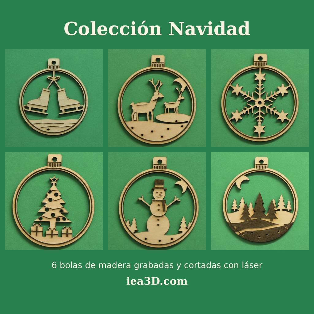 Colección Navidad · 6 bolas de madera en caja de regalo